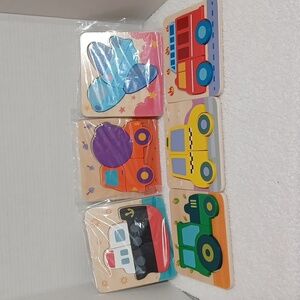 LOL-FUN Set of 6 Wooden Puzzles for Toddlers